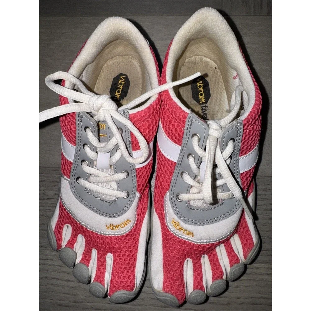 Vibram Five Finger Minimalist Hot Pink And Gray Kids Shoes Jr Size 36